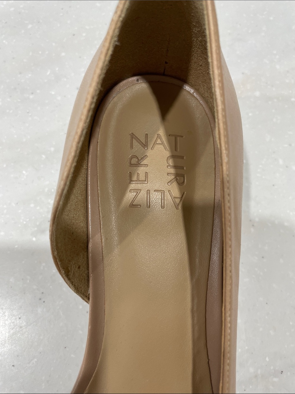 Naturalizer Pointed-Toe Low Block Heel Flats in Taupe - Picture 4 of 5